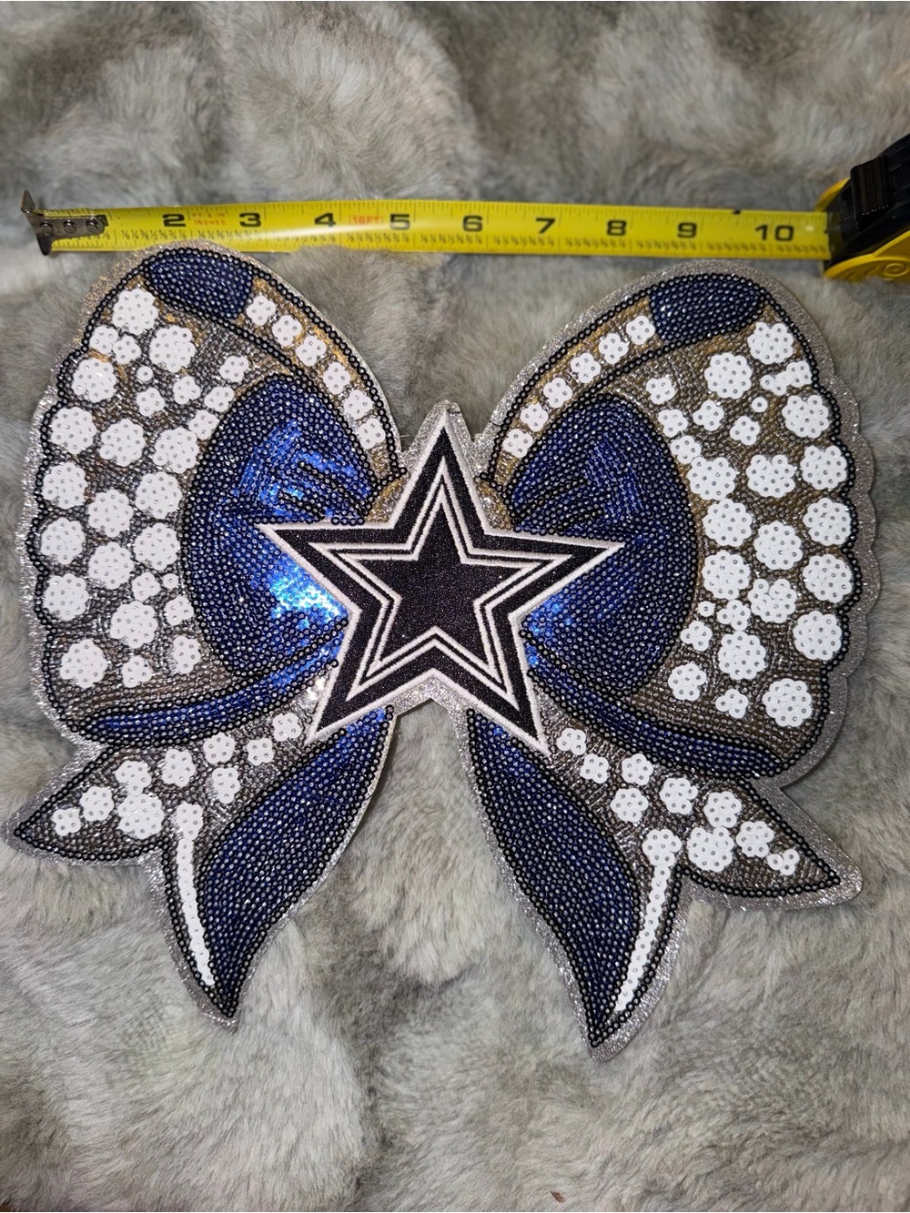 New Large NFL Dallas Cowboys Cheer Bow Patch with Star Accent Iron Patch